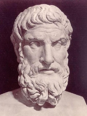 Epicuro, filósofo griego, fundador de la escuela que lleva su nombre (epicureísmo). Los aspectos más destacados de su doctrina son el hedonismo racional y el atomismo.