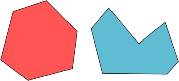 Figura 5. Los polígonos convexos (izquierda) son aquellos cuyos ángulos sobresalen todos de la figura, mientras que los cóncavos (derecha) poseen cuando menos un ángulo que entra en ella.