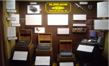 Tres máquinas de escribir Enigma (exhibidas en el museo nacional de Criptología de Washington D.C, EUA) 