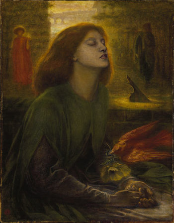Fotografía 7.- Beata Beatrix (Dante Rossetti, c. 1863, 1864-1870). Óleo sobre lienzo depositado en la Tate Britain. Fuente: Wikipedia (http://en.wikipedia.org/wiki/File:Dante_Gabriel_Rossetti_-_Beata_Beatrix,_1864-1870.jpg).